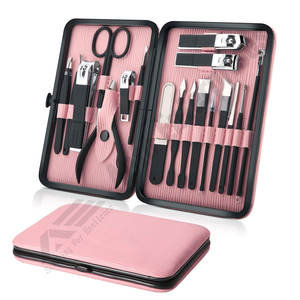 Cortaúñas de acero inoxidable, juego de manicura rosa para viajes, Kit profesional para mujeres de aseo, herramientas de cuidado de pedicura de 18 piezas - Product Image 6