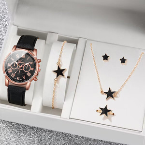 5PCS/Set Women's Luxury Sport Charm Watch Fashion Roma Dial Silicone Band Quartz Watches Pearls Jewelry Set - Product Image 4