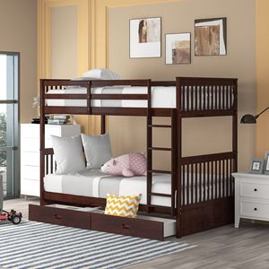Letto a Castello Espresso Twin Over Twin con Scale e Due Cassetti Contenitori per Bambini (Vecchio SKU LT000265AAP) - Product Image 1