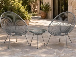 Modern Metal <b>Garden</b> <b>Set</b> 2 Seater with Coffee table Outdoor Patio Furniture Weather Resistant Frame Contemporary Design - Product Image 4