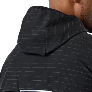 Mens Black <b>Reflective</b> Woven Hooded <b>Jacket</b> Lightweight Full Zip Windbreaker <b>Running</b> Training Outdoor Sportswear Coat - Product Image 5