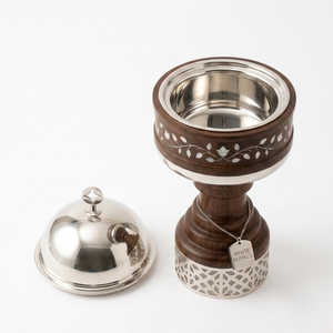 Juego de Recipientes Redondos para Calentar Comida, Hechos a Mano con Madera y Acero Inoxidable, Elegante Calentador de Alimentos para Buffet, para Bodas y Ramadán - Product Image 4