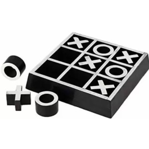 <b>Wooden</b> Tic Tac Toe <b>Game</b> Set Decorative Modern Metal Noughts and Crosses Board <b>Game</b> Unique Coffee Table Decor Xmas Family Gift - Product Image 3