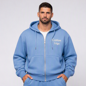 Sudadera con capucha pesada extragrande con cremallera para hombre, estilo streetwear, corte holgado, de moda, casual, de forro polar, al por mayor - Product Image 1