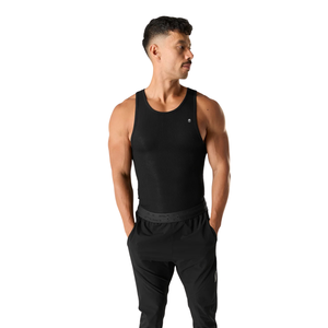 Camiseta sin mangas acanalada para hombre, ajuste muscular, chaleco de entrenamiento para gimnasio, capa base elástica para entrenamiento atlético, ropa deportiva negra - Product Image 4