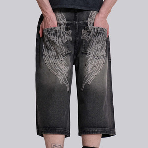 Pantalones Cortos de Mezclilla para Hombre, Cintura Media, Corte Holgado, Lavado Claro, Transpirables, con Bolsillos Tipo Cargo, Estilo Casual Urbano, Verano, 100% Algodón - Product Image 2