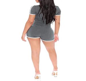 Conjunto Deportivo Casual de Verano 2026 para Mujer, Top Corto y Pantalones Cortos Tipo Biker, Diseño Sólido, Conjunto de Dos Piezas para Gimnasio y Deportes - Product Image 2
