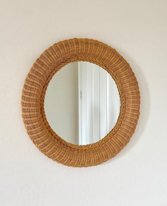 Espejo de ratán con marco redondo, espejo de pared tejido a mano natural para decoración de cafeterías y boutiques, para un ambiente rústico y elegante. - Product Image 6