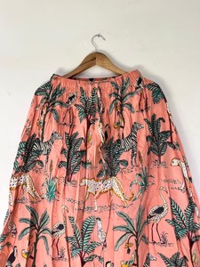 Hand Block Printed Cotton Maxi <b>Skirt</b> Animal Print <b>Boho</b> <b>Skirt</b> - Product Image 2