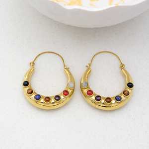 Boucle d'oreille en pierre de laiton 7 chkras-boucle d'oreille en pierre multiple-bijoux en plusieurs couleurs meilleure boucle d'oreille en multi couleur-idée cadeau pour les femmes. - Product Image 4