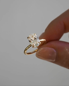 Oval Moissanite Gold <b>Ring</b> 14K 18K Engagement <b>Ring</b> for Women Solitaire Oval <b>Ring</b> Minimalist <b>Thin</b> Band Wedding Jewelry - Product Image 5