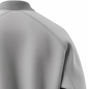 Blouson universitaire homme blanc et gris coupe droite couleur unie décontracté coupe-vent fermeture à bouton unique poches logo frontal - Product Image 4