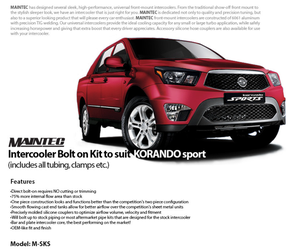 Kit d'intercooler tuning pour SSANGYONG Actyon Sports 2.0t Diesel (ANNÉES 2012-2018) kit à montage direct fabriqué en CORÉE / MAINTEC Tuning - Product Image 6