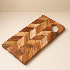 Planche à découper artisanale en bois d'acacia, motif chevron, poignée en bois, épaisseur 1,5 cm, planche de préparation écologique pour la cuisine à domicile - Product Image 2