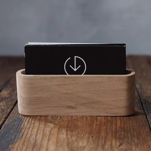 Elegant Wooden Business Card Holder | <b>Solid</b> <b>Wood</b> <b>Desk</b> Accessory | Office Supplies - Product Image 1