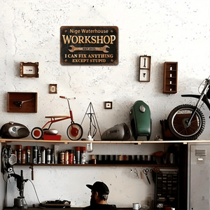 CIFbuy Targa in Metallo Personalizzata Moderna per Officina, Insegna Multiuso con Testo Personalizzabile, Regalo per Appassionati del Fai-da-Te con Servizio di Incisione - Product Image 5