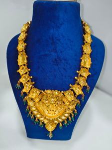 22K Solid Gold South Indian Temple Necklace | Antique Finish Goddess Lakshmi Design | Traditional Bridal Gold <b>Jewelry</b> - Product Image 3