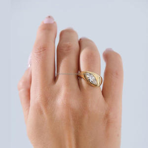 Igi/gia แล็บตัดเพชรวินเทจ14K สีเหลืองแหวนแต่งงาน/งานหมั้นใส่ได้ทั้งชายและหญิงสีขาวทองคุณภาพดีสำหรับงานปาร์ตี้ครบรอบ-คุ้มค่า - Product Image 2