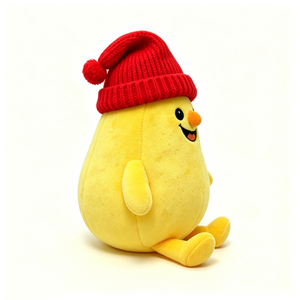 Almohada de limón suave personalizada, peluche de limón amarillo, peluche de limón con gorro de punto rojo, peluche de limón con gorro de pompón. - Product Image 3