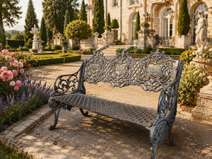 Modern European Cast Iron Garden Bench Weather Resistant Outdoor Patio <b>Seat</b> Courtyard Furniture 2 Seater Decorative Design - Product Image 1