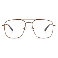 Lunettes carrées en acier inoxydable pour hommes 57 mm, montures optiques métalliques à double pont pour marque privée et vente en gros