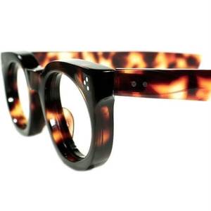 Montures de lunettes rondes en acétate de tortue, faites à la main, marron et noir - Product Image 3