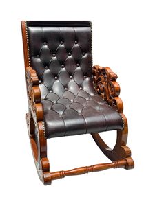 Fauteuil à bascule en bois de Sheesham – Fauteuil à bascule sculpté à la main en bois massif avec coussin, fauteuil robuste avec accoudoirs pour salon - Product Image 2