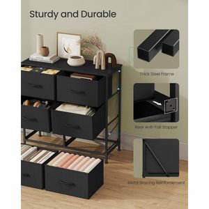 ตู้วางทีวี Ebo Ink Black Steel MDF พร้อมลิ้นชักผ้าไม่ทอ 6 ช่อง ตู้เก็บของอเนกประสงค์สำหรับตู้เสื้อผ้าหรือทางเข้าบ้าน - Product Image 5