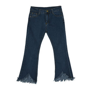 Pantalon en jean évasé taille haute pour femme, grande taille, longueur cheville, effet usé, ourlet effiloché, coupe ajustée, couleur unie, fermeture boutonnée, style décontracté - Product Image 5