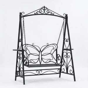 Fauteuil suspendu de jardin victorien en fer forgé robuste, galvanisé à chaud, cadre thermolaqué, 2 places, pour extérieur - Product Image 1