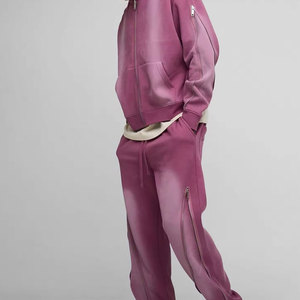 Conjunto Deportivo Premium de Invierno con Capucha, Lavado Ácido, Mezcla de Algodón Cómoda, Corte Regular, Ligero, Estilo Casual - Product Image 3