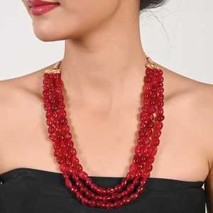 ชุดสร้อยคอประดับด้วยลูกปัดพลอยธรรมชาติแบบขายส่ง ทับทิม มรกต และโรสควอตซ์สีชมพู ชุดเครื่องประดับทำมือสไตล์โบโฮ - Product Image 2