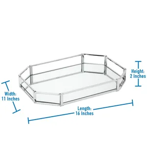 Bandeja de Servicio de Metal Martillado de Primera Calidad con Acabado Artesanal para Restaurantes, Hoteles y Resorts de Lujo, Bandeja Geométrica de Vidrio para Cosméticos - Product Image 2