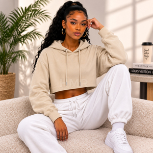 HMR Sorority Sisterhood Sweat à capuche à épaules tombantes, coupe ample, court, avec cordons de serrage, pour fabricants - Product Image 4