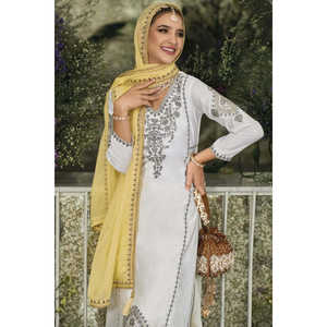 Wunderschönes Indisches & Pakistanisches Party-Outfit Top Plazzo Dupatta mit Aufwendiger Pailletten-Stickerei - Product Image 1