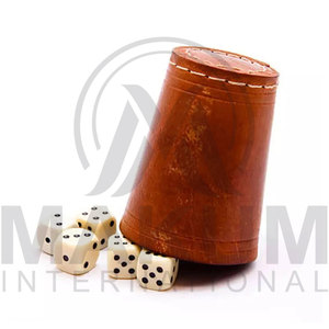 MAKUM INTERNATIONAL Best Selling Custom Handmade Luxury Square Leather <b>Dice</b> Cup Custom Logo Durable High Quality for Party - Product Image 2