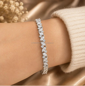 Bracelet tennis en moissanite taille marquise, argent sterling 925 plaqué rhodium, bijoux de luxe pour femme, idéal pour les mariages - Product Image 2
