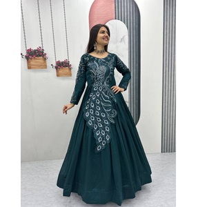 Vestido Anarkali de Diseño Tradicional con Bordado, Vestido Anarkali Listo para Usar para Bodas, para Venta de Exportación - Product Image 1