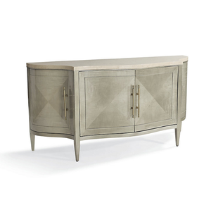 Buffet en bois d'acajou massif Fasano, fait main, design élégant et courbé, meuble de rangement minimaliste pour salon - Product Image 4