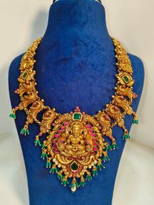 Collar de Oro Antiguo Vintage para Fiesta de Compromiso, Conjunto de Joyería Tradicional del Sur de la India con Piedra Kemp - Product Image 1