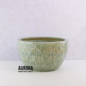AURORA POTS AUD049 Pot de fleurs en céramique émaillée moderne bleu, texture irrégulière, jardinière d'extérieur, style minimaliste - Product Image 4