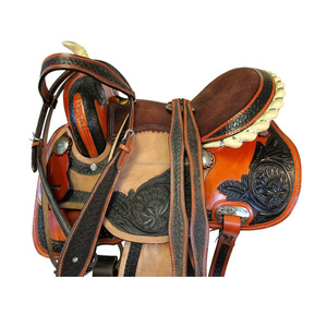 Selle de cheval d'équitation en cuir véritable fait à la main, élégante, magnifiquement fabriquée, faite à la main, en vrac - Product Image 1