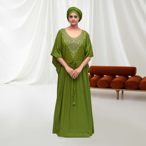 Caftán Maxi de Rayón con Diseño de Diamantes, Vestido Holgado y Modesto, Estilo Islámico Árabe de Dubái, Elegante para Mujer, Ideal para la Noche, Eid, Oración o Descanso - Product Image 2