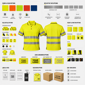เสื้อโปโลทำงานแบบมีฉลากส่วนตัว ป้องกันอันตราย มองเห็นได้ชัดเจน กันน้ำ ผ้าตาข่าย น้ำหนักเบา ผลิตจากโพลีเอสเตอร์ถัก - Product Image 3
