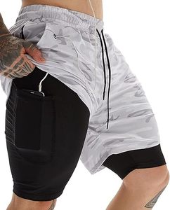 Custom Logo Men's Double <b>Layer</b> Blank Sports Athletic Workout Running Gym Shorts With Liner Breathable 2 In 1 Activewear Shorts - Product Image 4