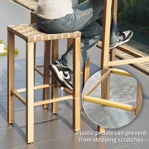 Set di 2 Sgabelli da Bar Alti 70 cm Fatti a Mano con Cordino, Altezza Bancone, con Poggiapiedi in Metallo per Cucina - Product Image 5