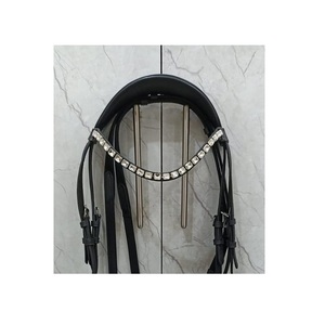 Brida Inglesa de Cuero Charol Negro con Diadema de Cristal Transparente Radiante y Herrajes de Acero Inoxidable para Equitación en 4 Tamaños LLT - Product Image 3