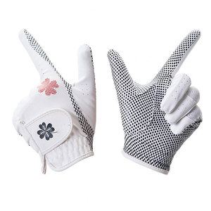 Gants de golf d'hiver personnalisés blancs en cuir véritable souple, protection UV, sangle de poignet réglable, préhension supérieure pour hommes - Product Image 1