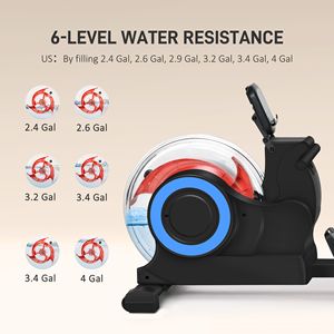 Vogatore d'acqua pieghevole bianco per allenamento cardio con monitor LCD e supporto per tablet, pratico con ruote - Product Image 4