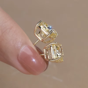 Women's Yellow Gold Cushion Cut Fancy Diamond <b>Earrings</b> Classic Style Everyday Wear - Product Image 4